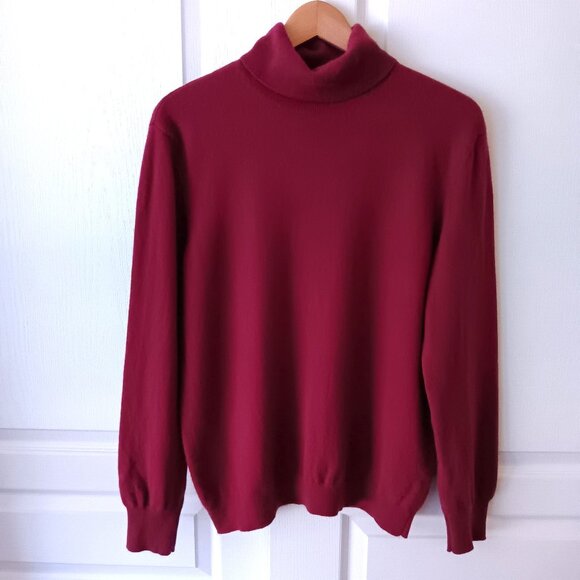 Orvis Women's Maroon Red Cashmere Turtleneck Sweater Size XL - Picture 1 of 10